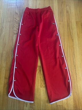 Tiger Friday Tear Away Red Snap-Button Track Pants with White Trim